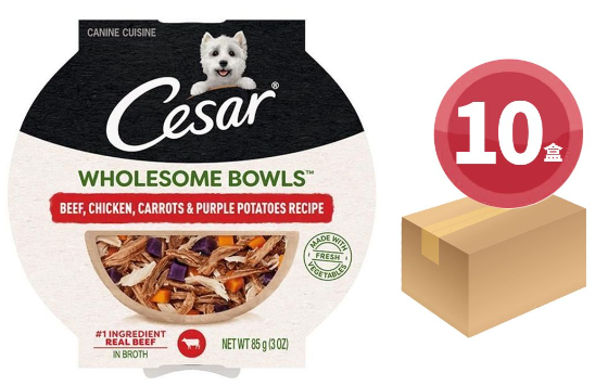 Cesar-「原箱優惠」主食碗 牛肉 雞肉 蔬菜(胡蘿蔔+紫薯) 85g*10