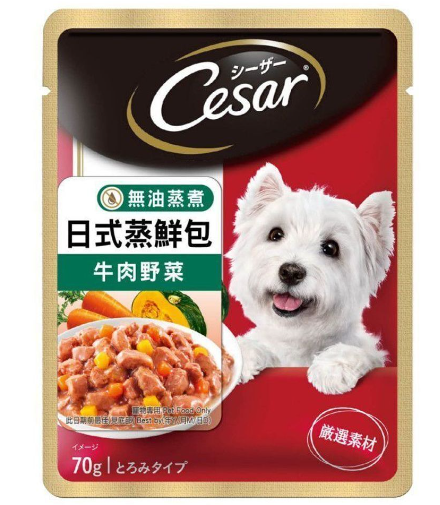 Cesar-「16包」 牛肉與蔬菜 狗濕包 70克 主圖