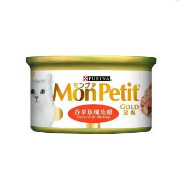 Mon Petit-【原箱優惠】金裝 吞拿魚塊及蝦貓罐頭 85g×24
