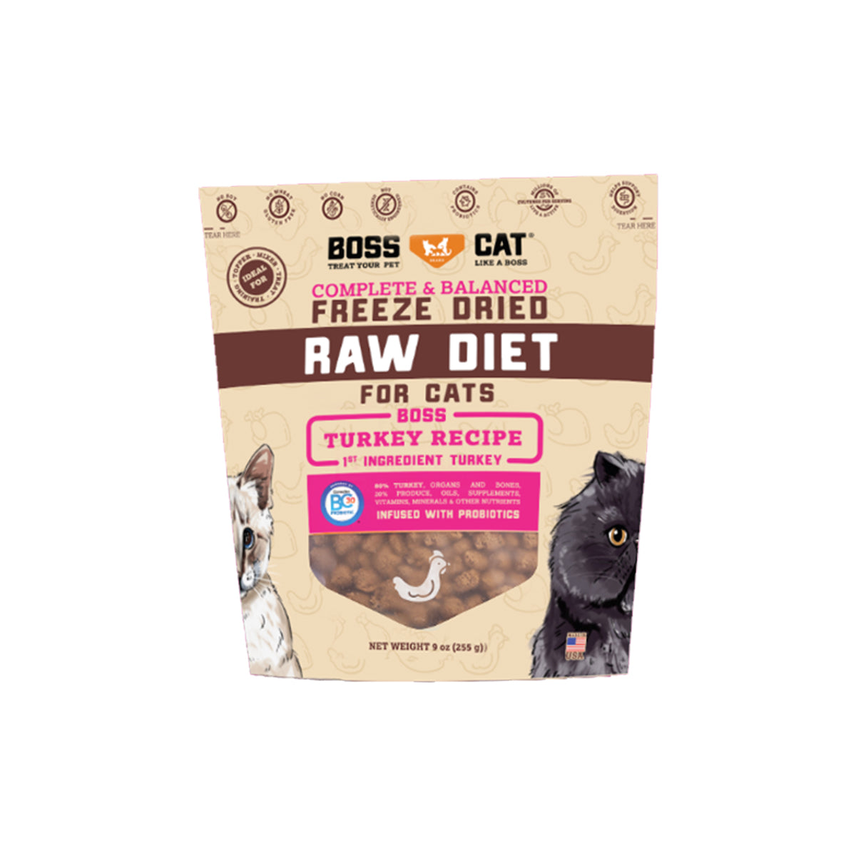 BOSS CAT - 生火雞肉配方主食凍乾 貓糧-9oz Main image