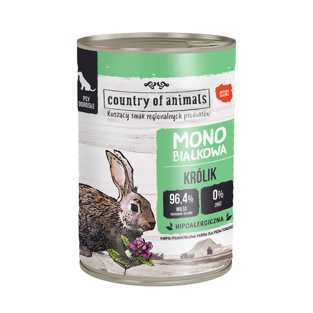 country of animals - 波蘭單一蛋白主食狗罐頭｜兔肉 400g