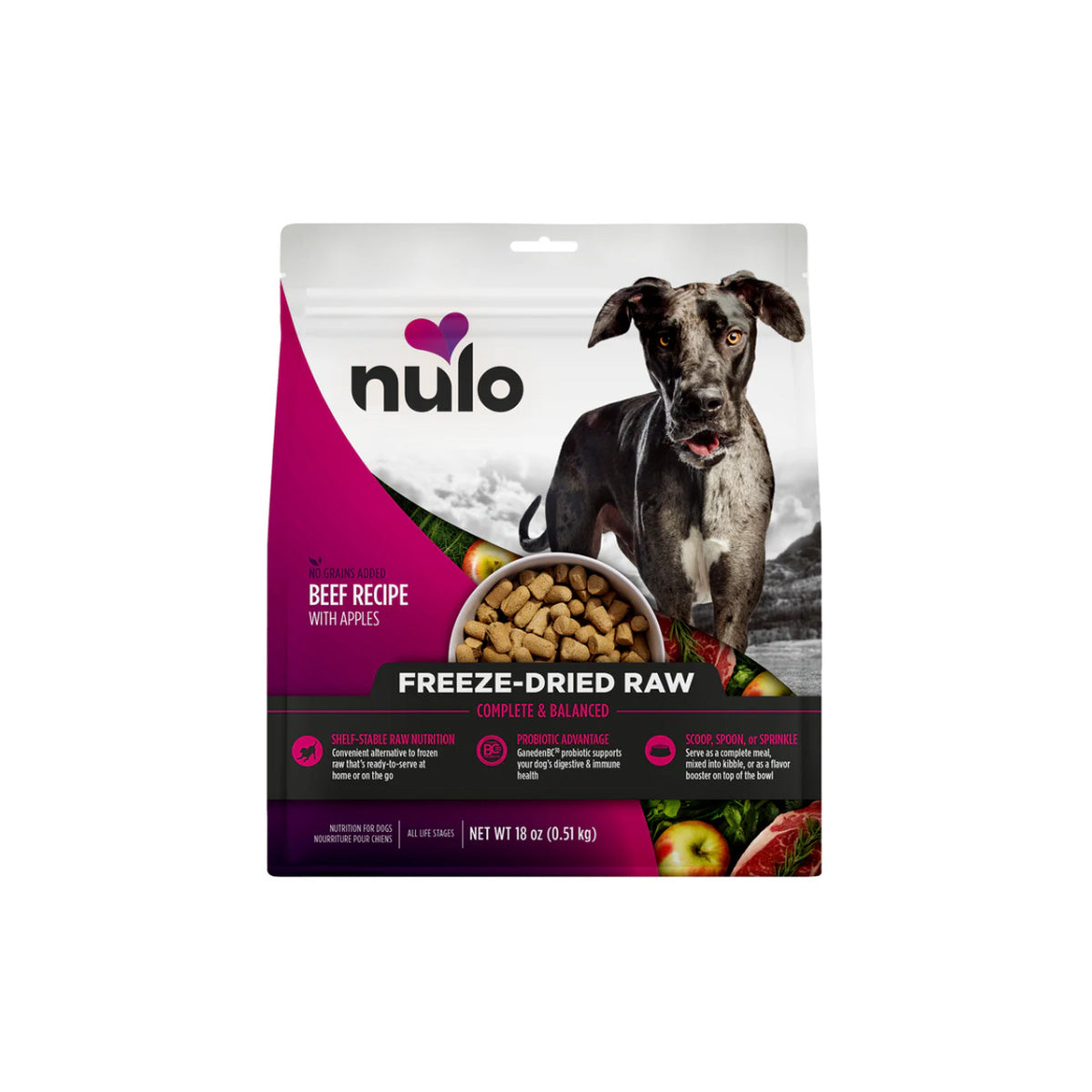 nulo - 牛+蘋果凍乾狗糧18oz