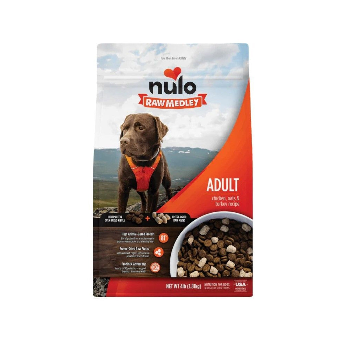 nulo - Raw Medley 雞肉 & 燕麥 & 火雞配方 成犬糧4lb