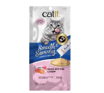 catit-三文魚 + 吞拿魚 + 蝦口味 貓肉醬小食 60g (15g x 4)