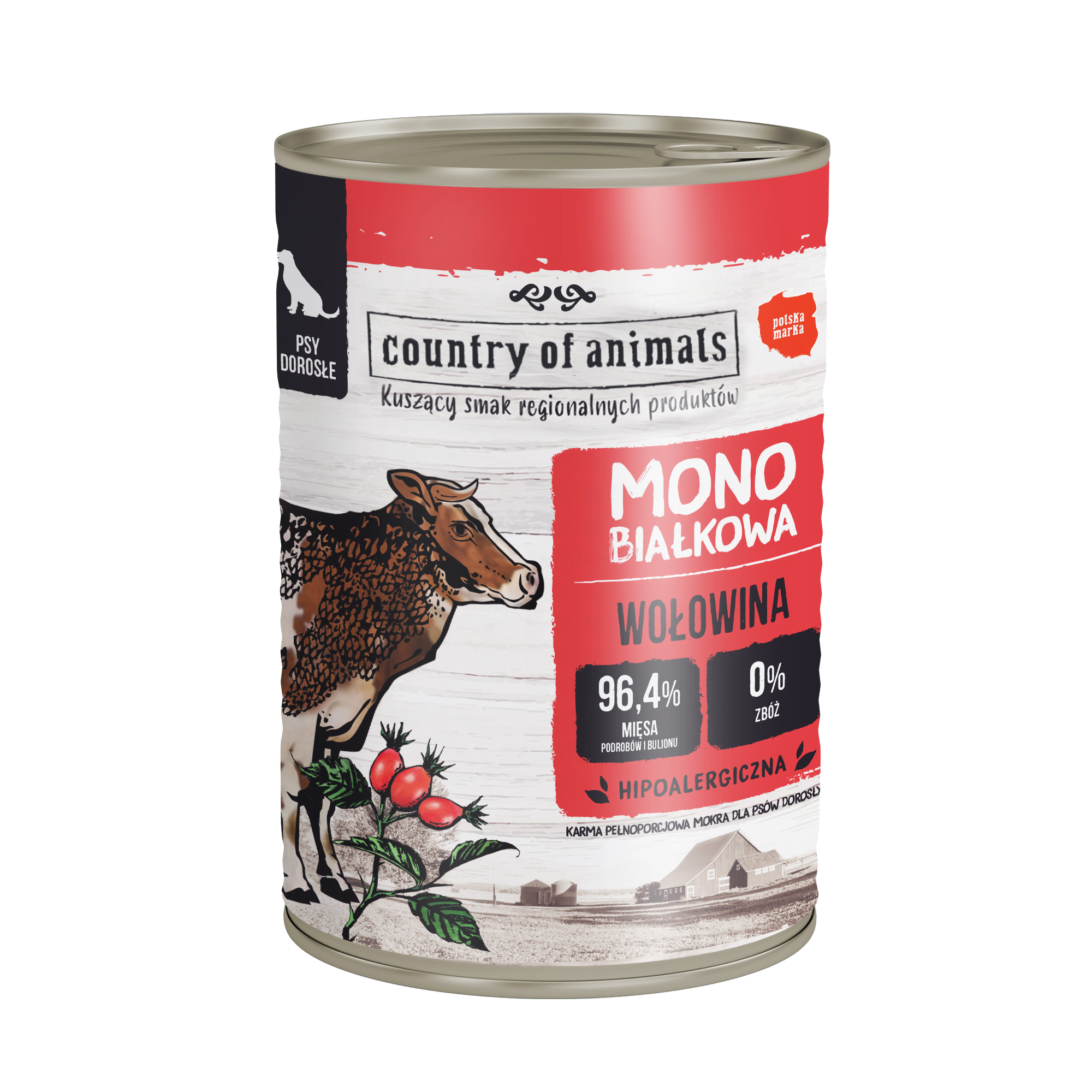 country of animals - 波蘭單一蛋白主食狗罐頭｜牛肉 400g