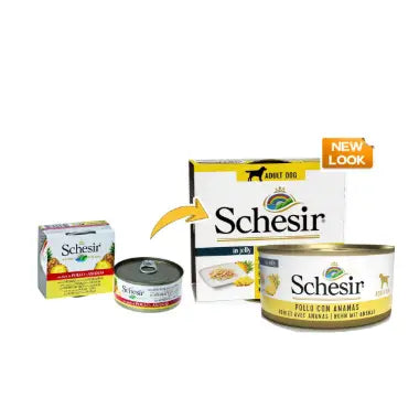 Schesir-全天然 雞肉絲菠蘿及飯 狗罐頭 150g
