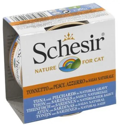 Schesir-吞拿魚沙丁魚肉汁貓罐 70g